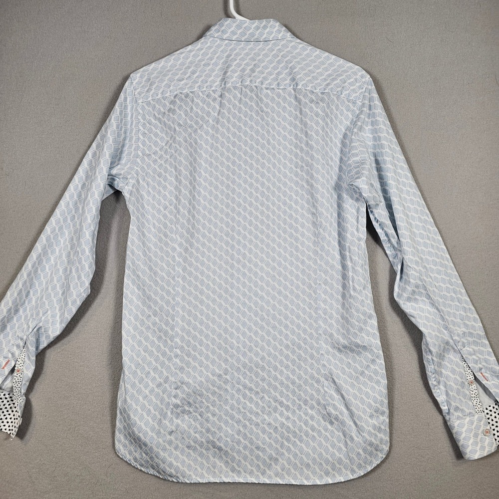 Ted Baker London Mens Geometric Print Button Down Shirt Blue White Size 3 - Picture 8 of 11